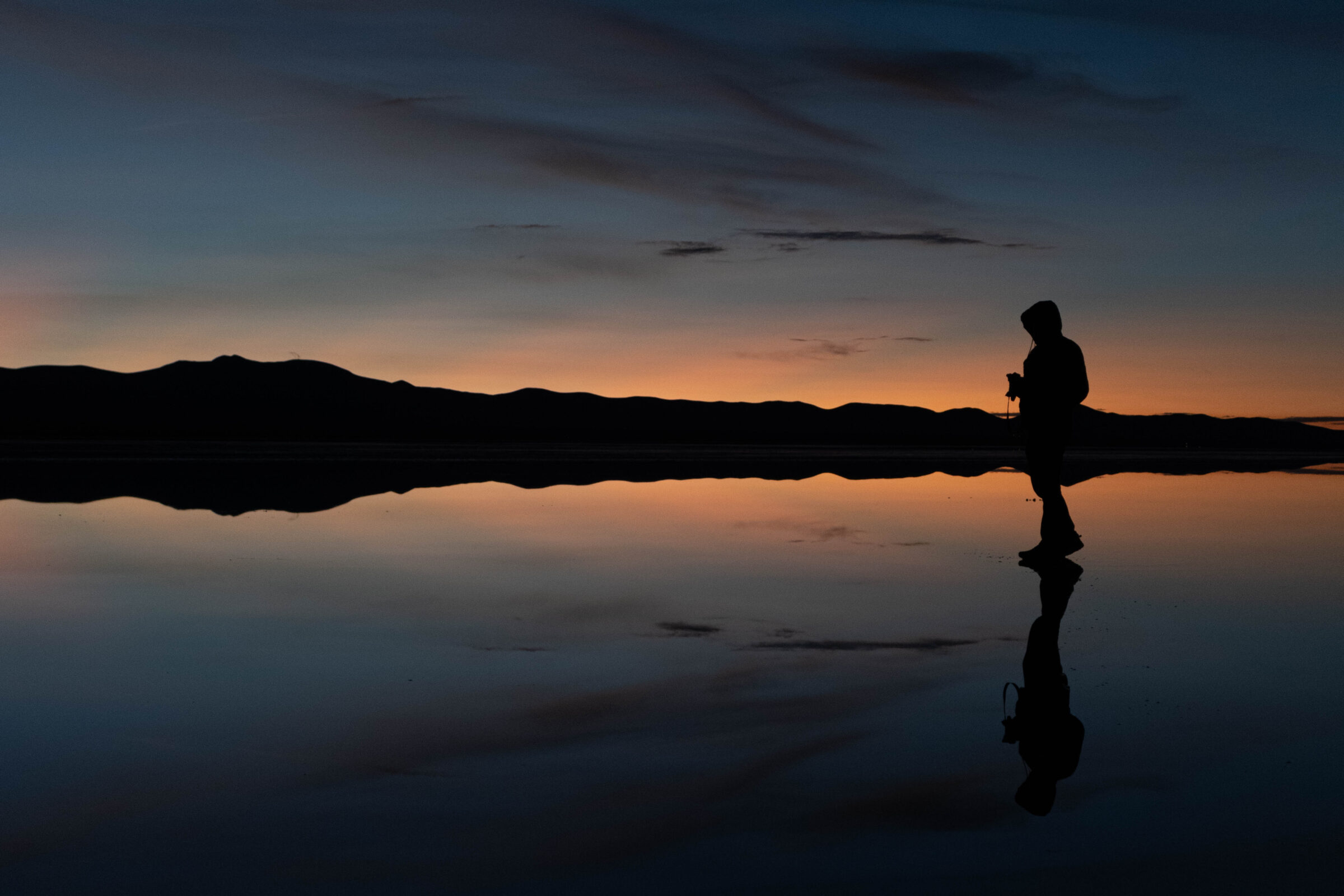 Zonsondergang op Salar de Uyuni, Bolivia