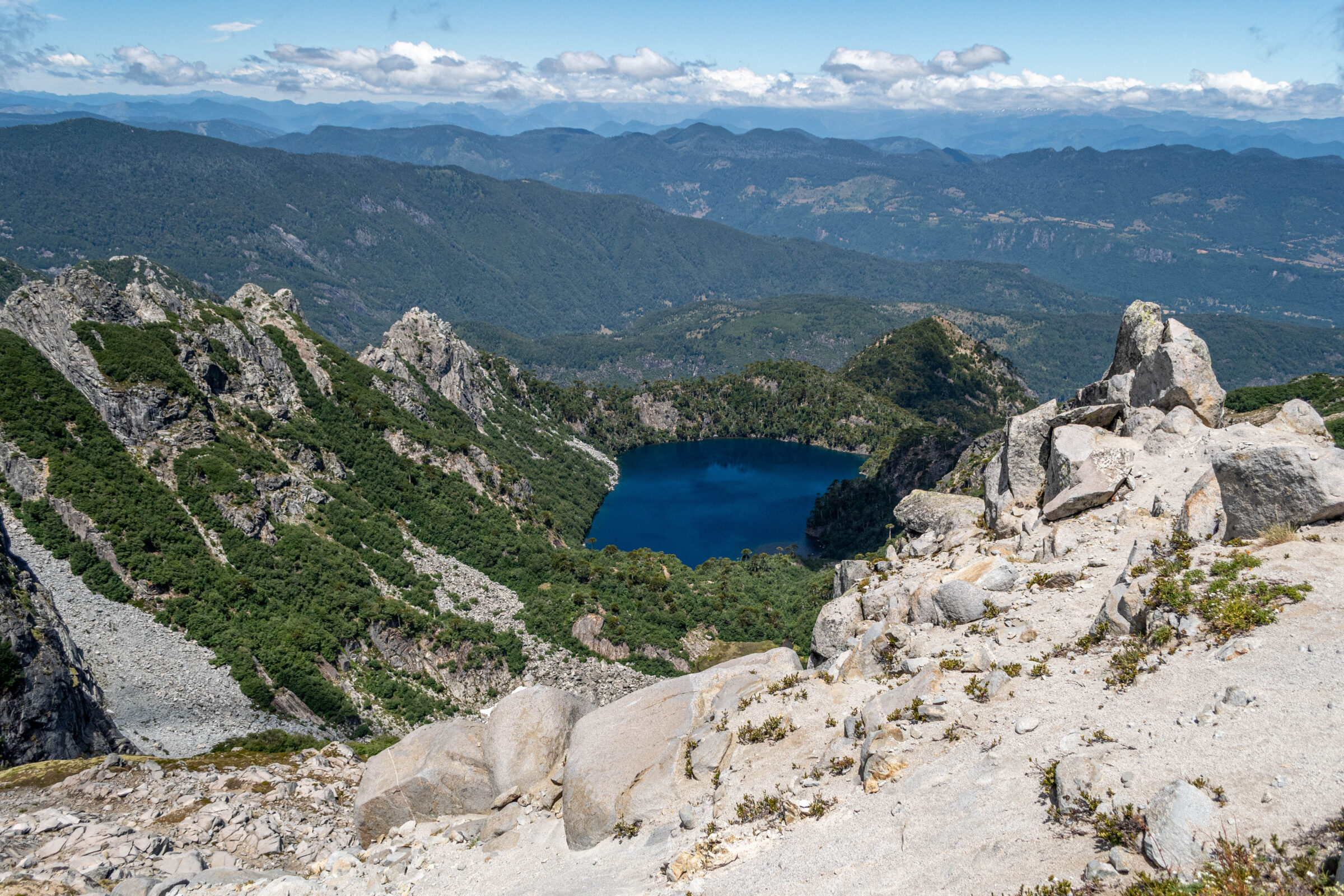 Uitzicht tijdens de San Sebastián hike, Pucón, Chili